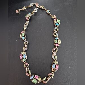Vintage Hollycraft pastel necklace and clip on earrings